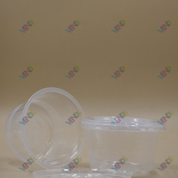 Qatiq Qabi Plastik Qapaqli Seffaf 400ML D-115 (4/250 ed)