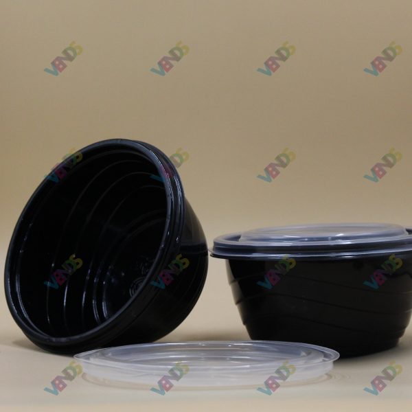 Salat Qabi Plastik Qapaqli Qara 1000ML D-155 (8/50 ed)