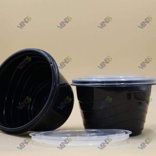 Salat Qabi Plastik Qapaqli Qara 800ML D-155 (8/50 ed)